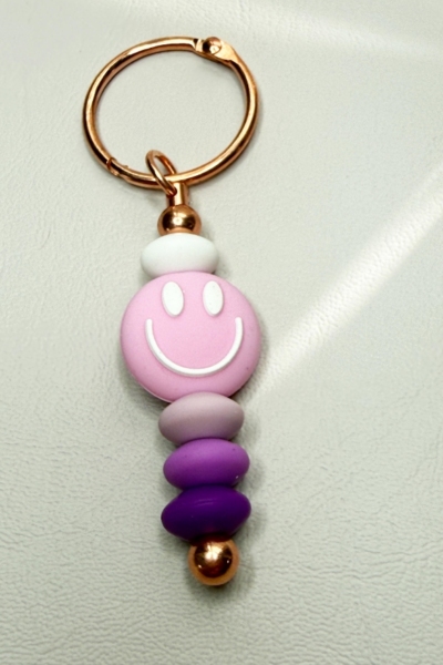 Pink Smiley Key Fob