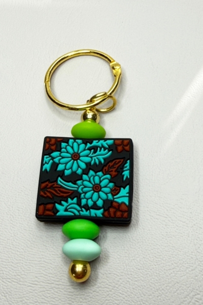 Square Flower Key Fob